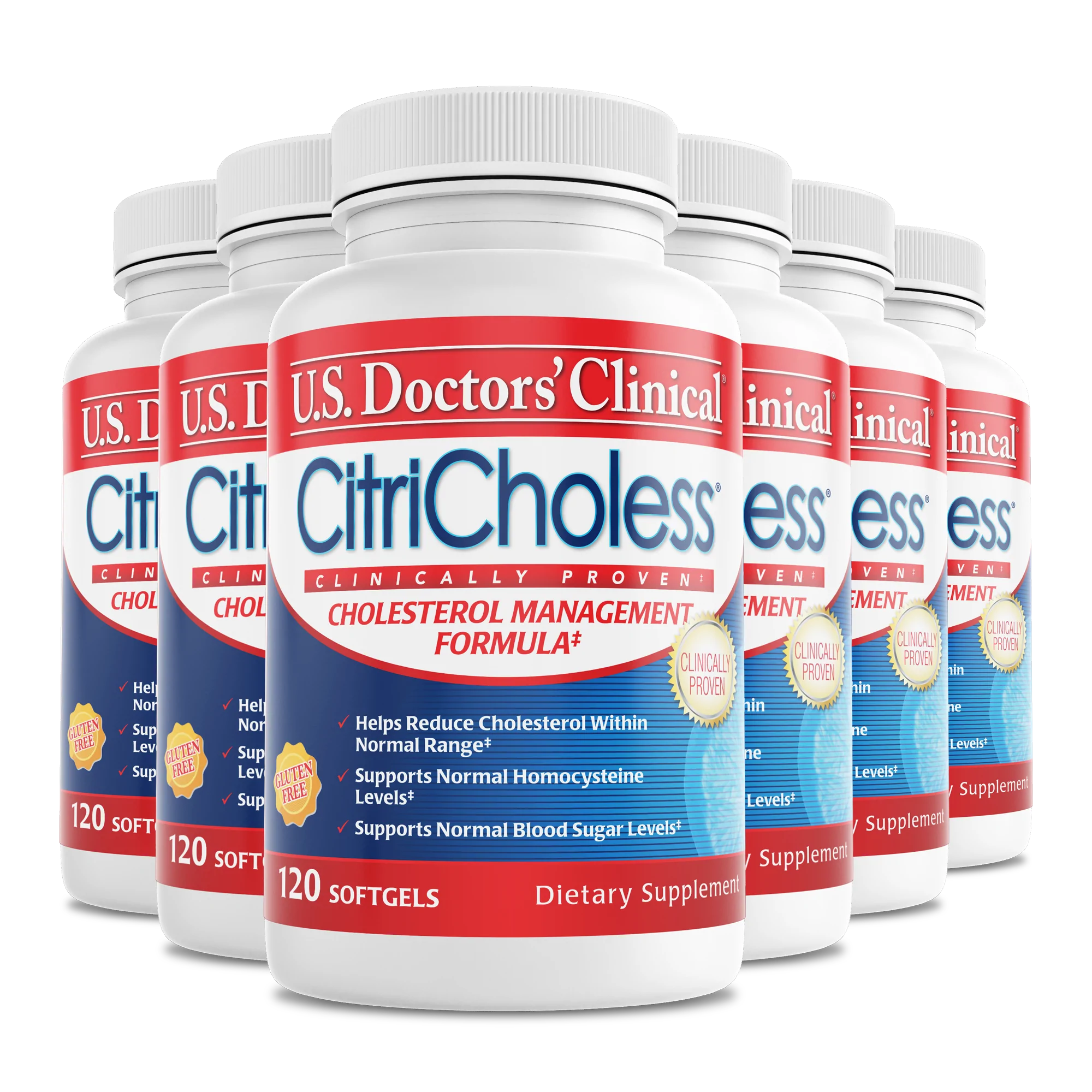 6 bottles of U.S. Doctors' Clinical CitriCholess cholesterol management supplement