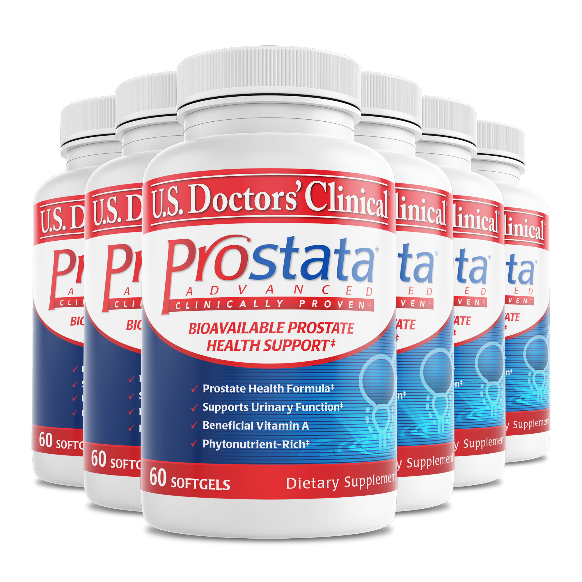 6-bottle bundle of U.S. Doctors' Clinical Prostata Advanced bottle