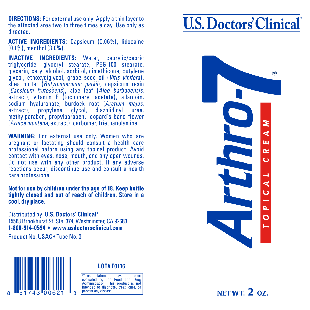 Arthro-7 Topical Cream - 2 Oz.