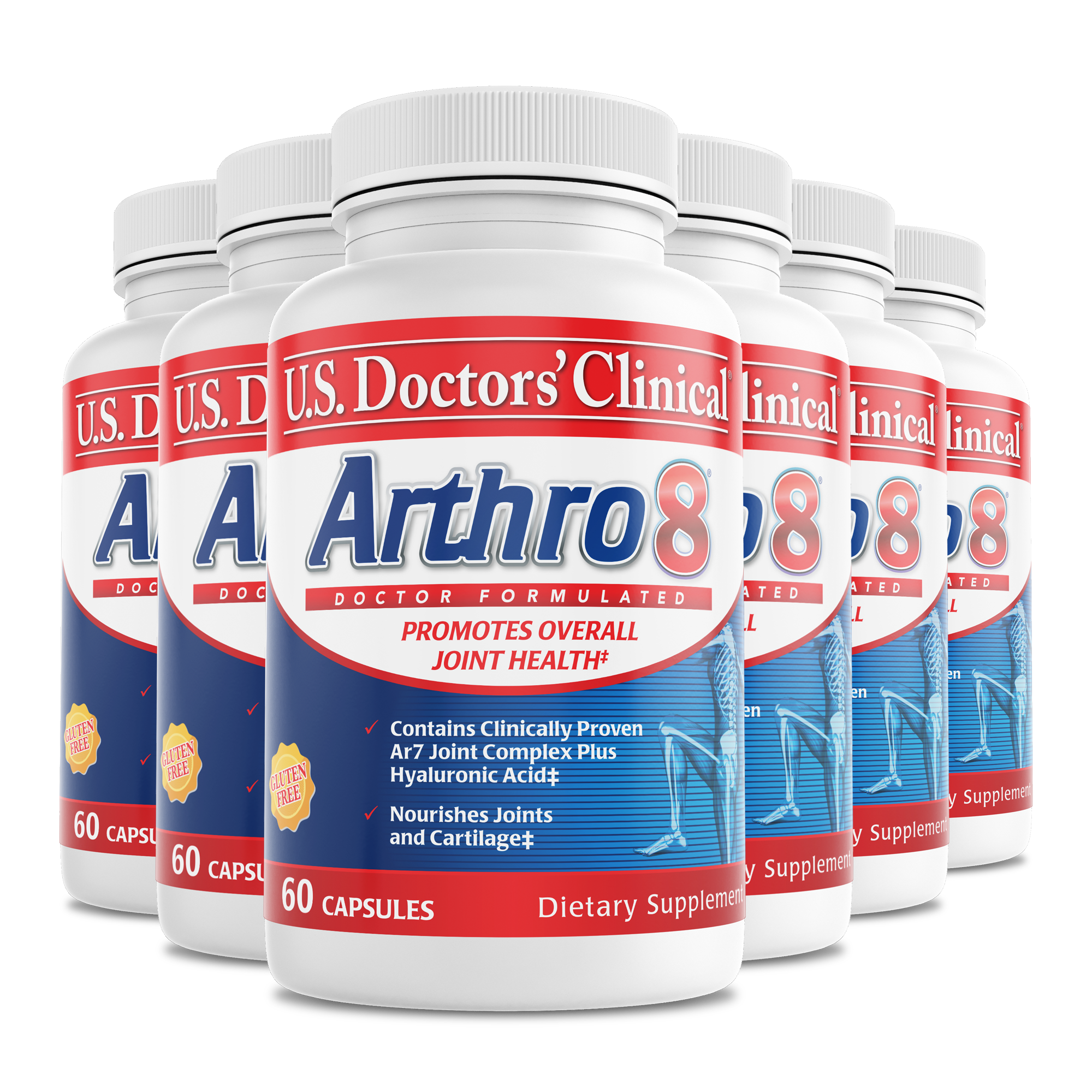 6 bottles of U.S. Doctors' Clinical Arthro8 joint supplement