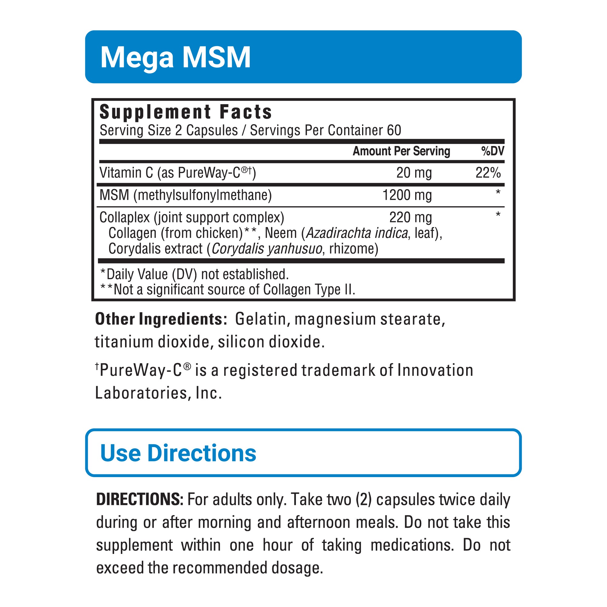 Mega MSM sup facts